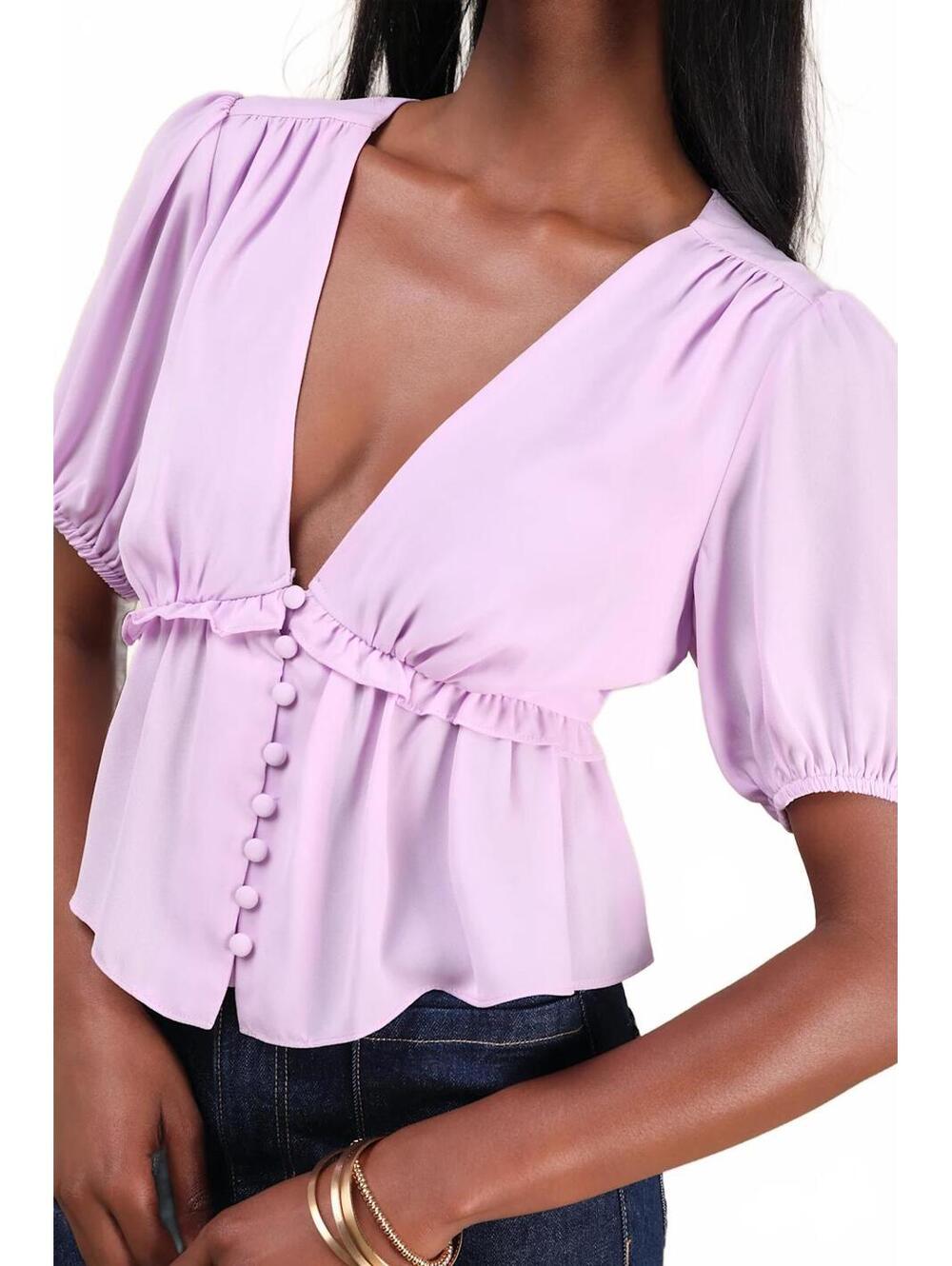 NWT Lulus Irresistible Charisma Lavender Peplum Crop Top Size Small - Picture 4 of 9